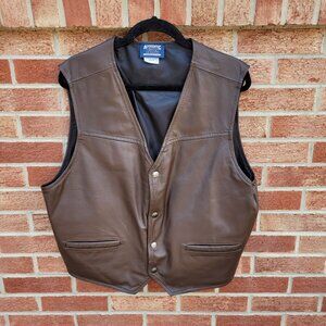 Authentic NRA Gear Leather Vest Concealed Carry Men's Size Large Brown Lined